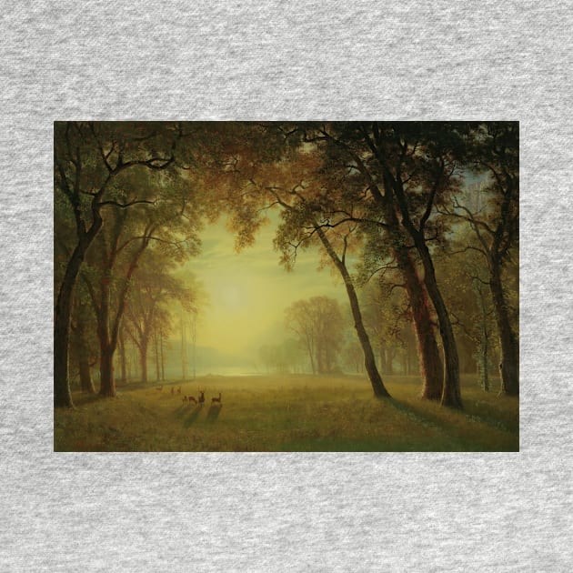 Deer in a Clearing, Yosemite by Albert Bierstadt by Classic Art Stall